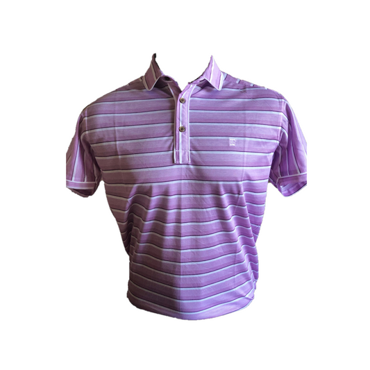 MT - 028D || Men Top Bright Purple / White Horizontal  Stripe Combination.