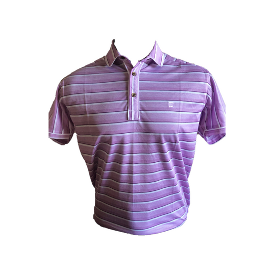 MT - 028D || Men Top Bright Purple / White Horizontal Stripe Combination.