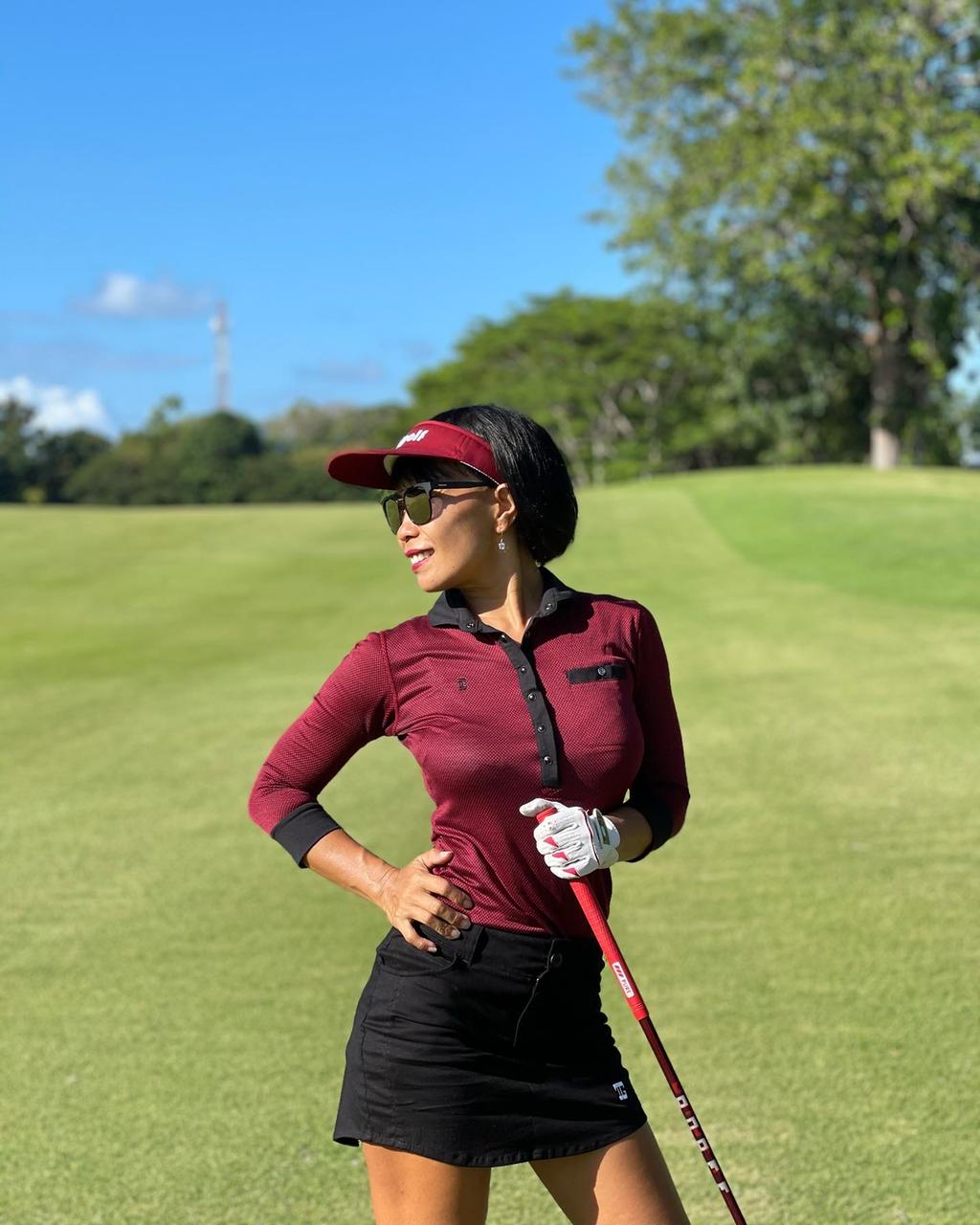 LT-090F || Ladies Top Maroon with Black Horizontal Dashed Stripes and  Black Trim 3/4 Sleeves and Snap Pearl Buttons